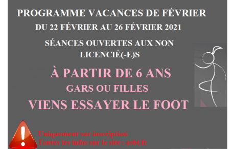 Programme vacances de février