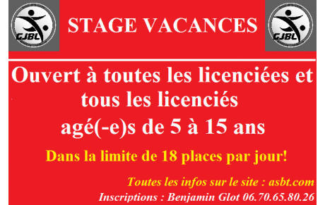 Stage vacances de Février